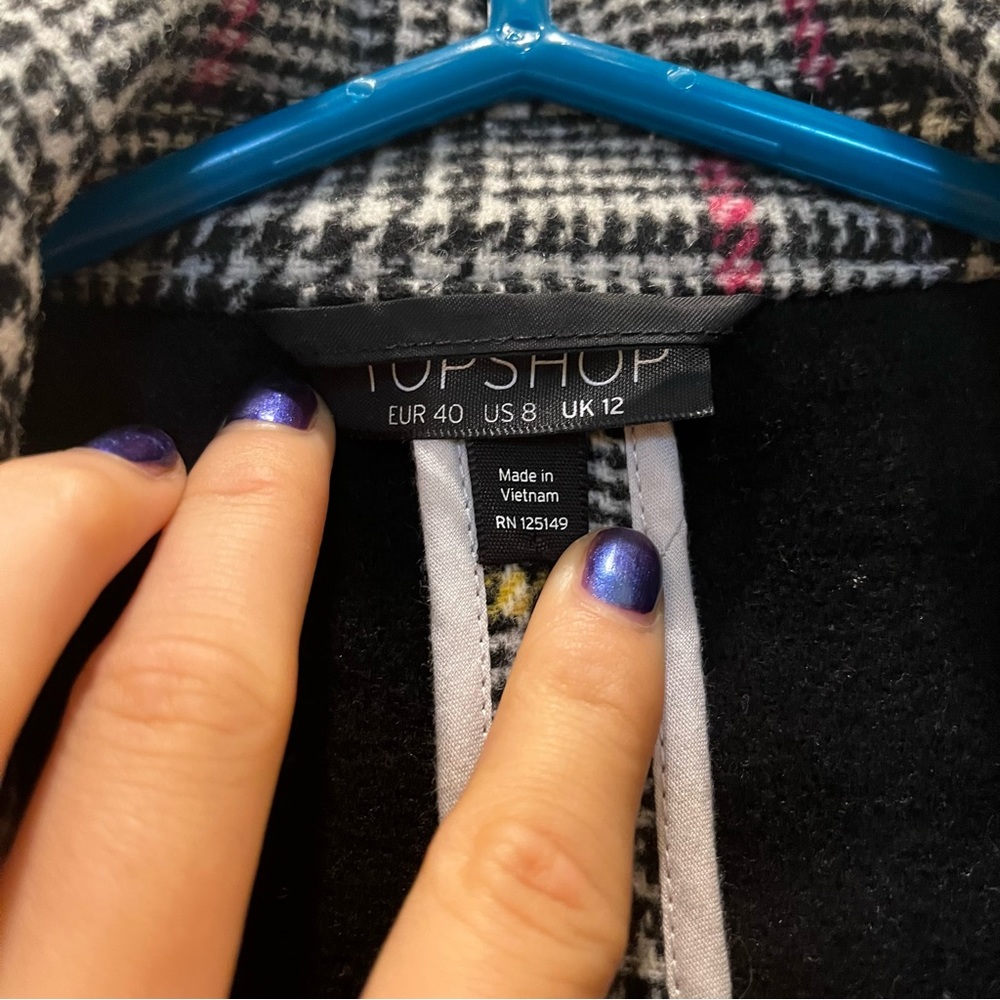 TOPSHOP Gray Tartan Coat - Picture 4 of 4